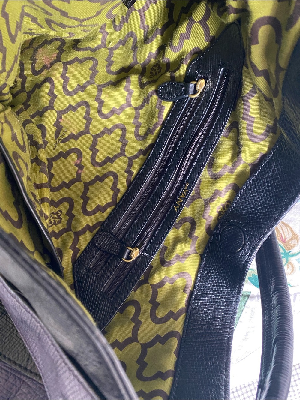 Black and Purple Leather Shoulder Bag with Gold Hardware - Picture 6 of 6